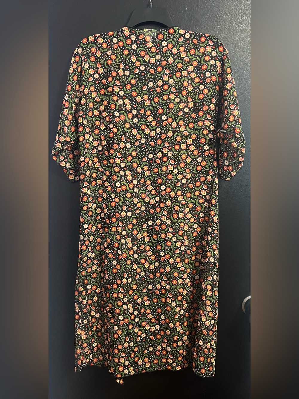 LuLaRoe Black Floral Cardigan with Orange and Green Flowers - Picture 2 of 4